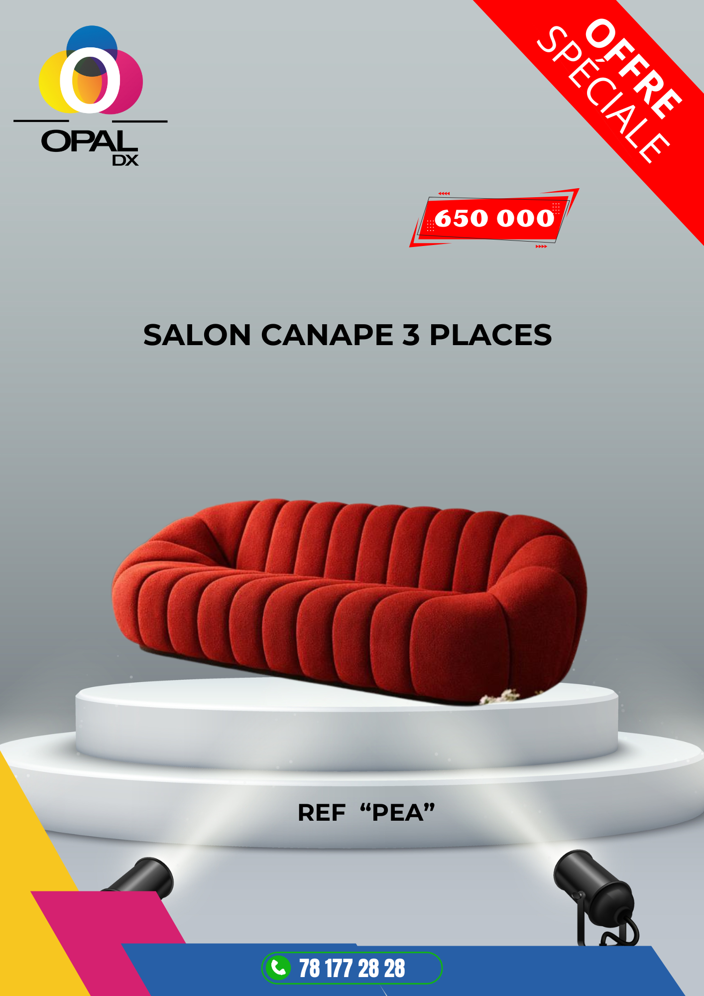 SALON CANAPÉ 3 PLACES RÉF "PEA"