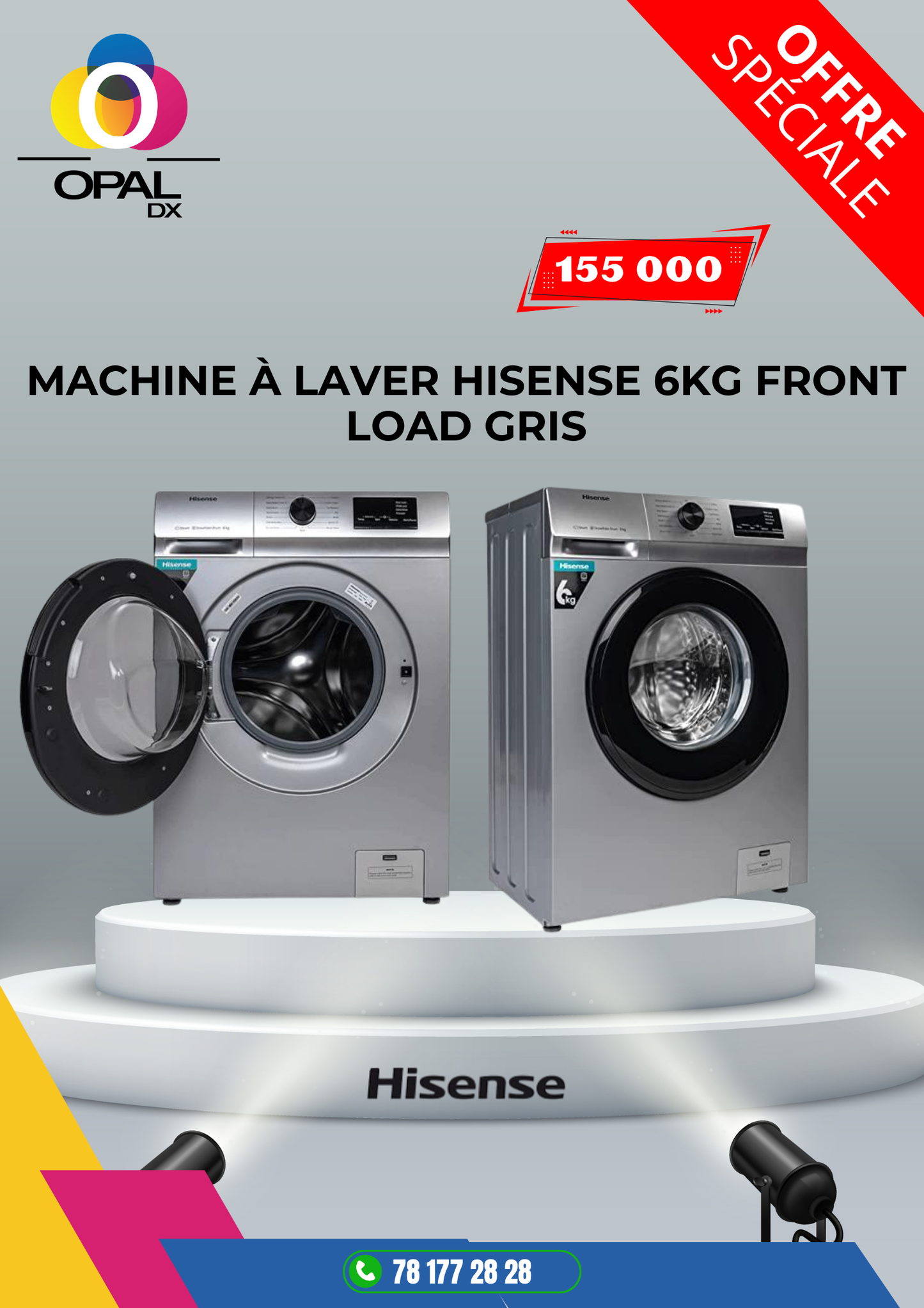 MACHINE À LAVER HISENSE 6KG FRONT LOAD GRIS