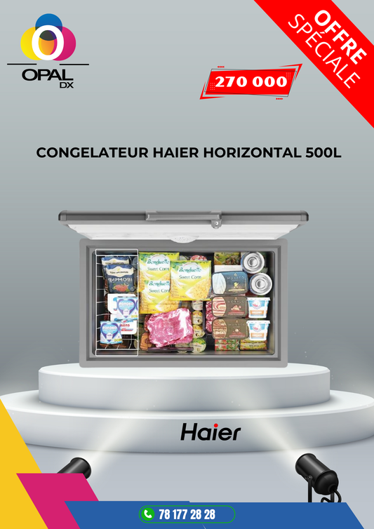 CONGÉLATEUR HAIER HORIZONTAL 500L INVERTER GRIS