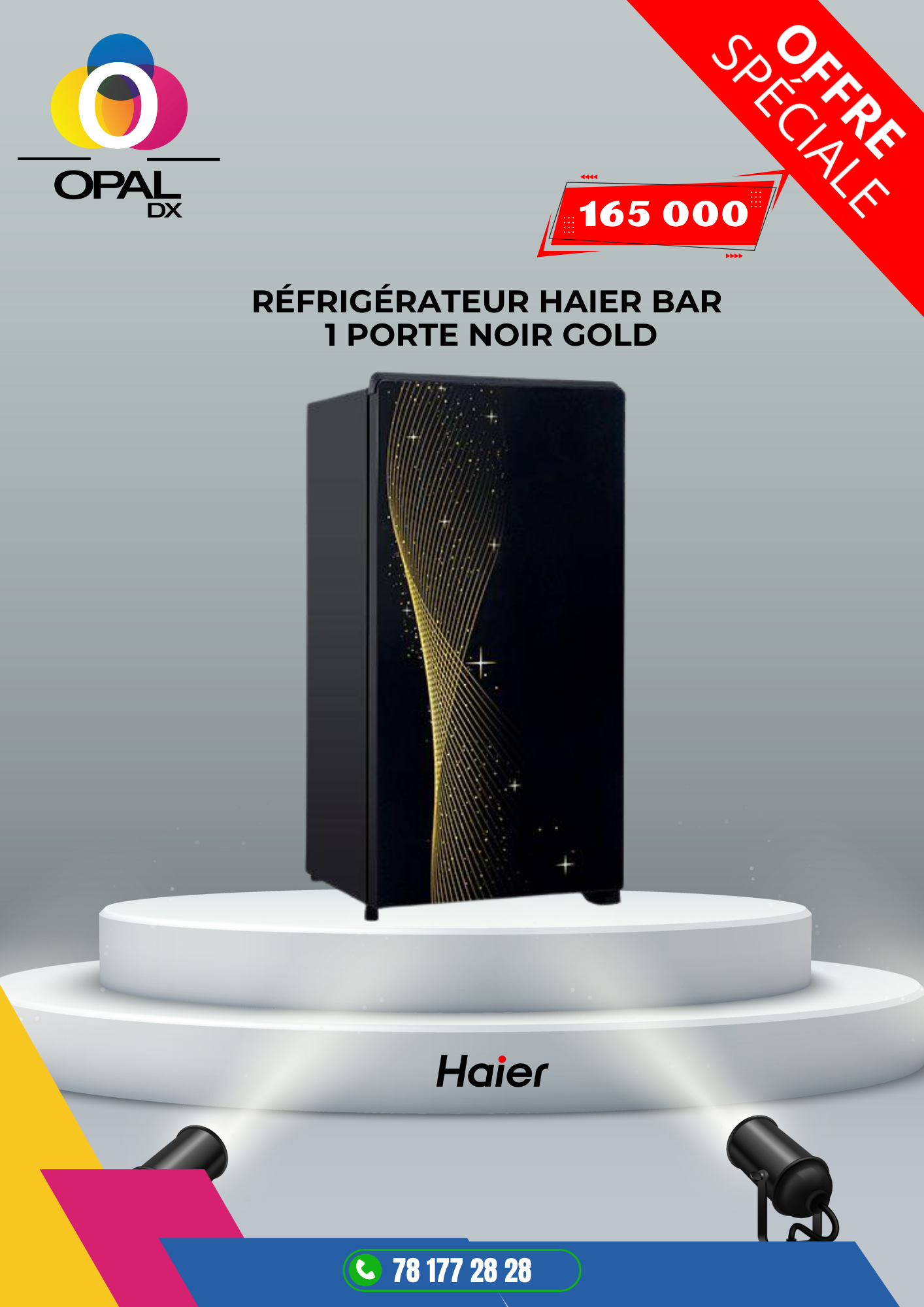 Réfrigérateur HAIER 1 Porte Noir Gold 145LITRES