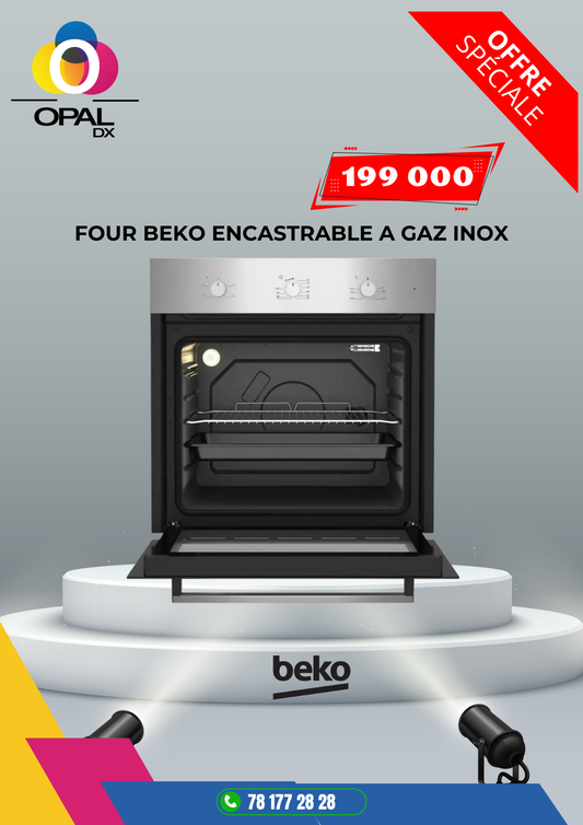 FOUR BEKO ENCASTRABLE À GAZ INOX 60/60