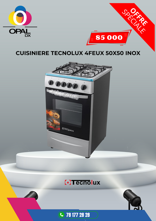 CUISINIÈRE TECNOLUX 4FEUX 50X50 INOX