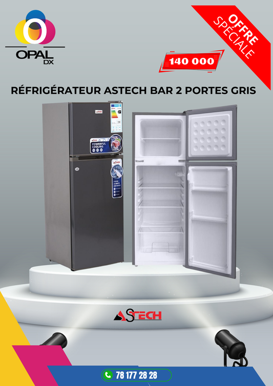 REFRIGERATEUR ASTECH 2 PORTES GRIS 138 LITRES