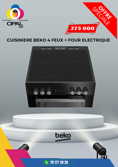 CUISINIÈRE BEKO 4 FEUX + FOUR ÉLECTRIQUE