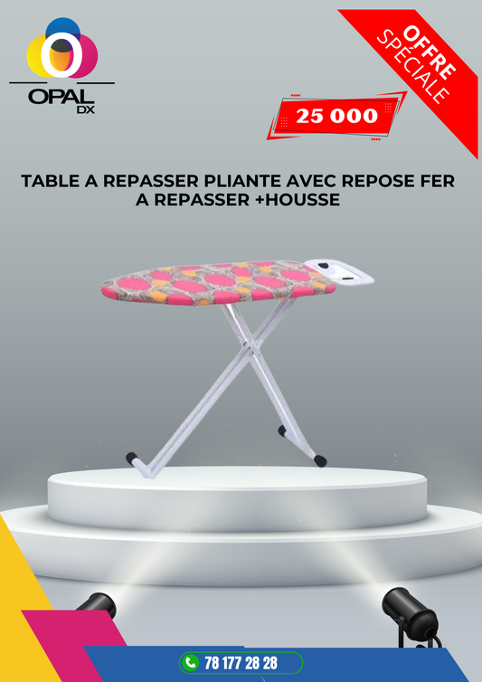 TABLE À REPASSER PLIANTE AVEC REPOSE FER À REPASSER