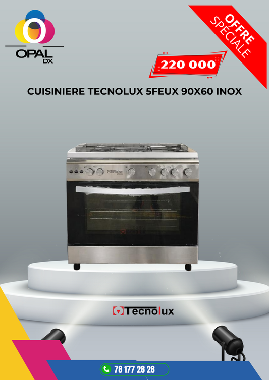 CUISINIÈRE TECNOLUX 5FEUX 90X60