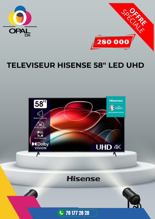 TÉLÉVISEUR HISENSE 58" LED UHD