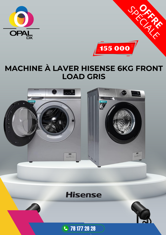 MACHINE À LAVER HISENSE 6KG FRONT LOAD GRIS