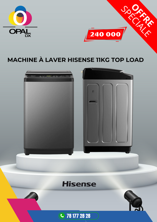 MACHINE À LAVER HISENSE 11KG TOP LOAD GRIS