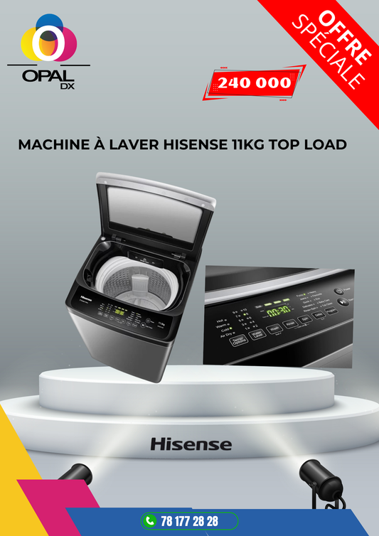 MACHINE À LAVER HISENSE 11KG TOP LOAD GRIS