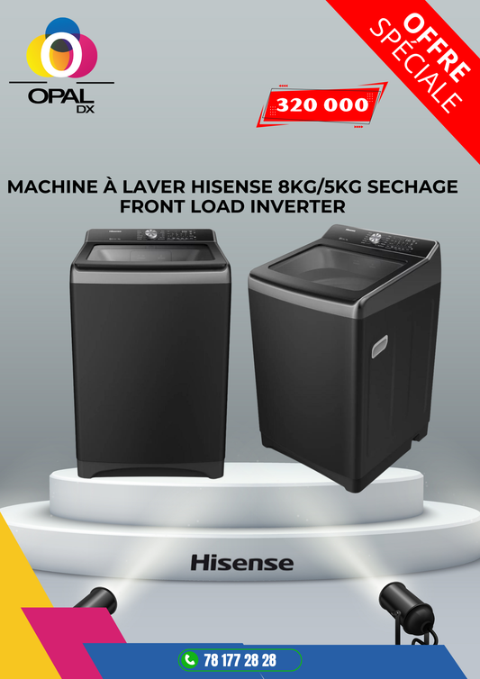 MACHINE À LAVER HISENSE 8KG/5KG SÉCHAGE FRONT LOAD INVERTER