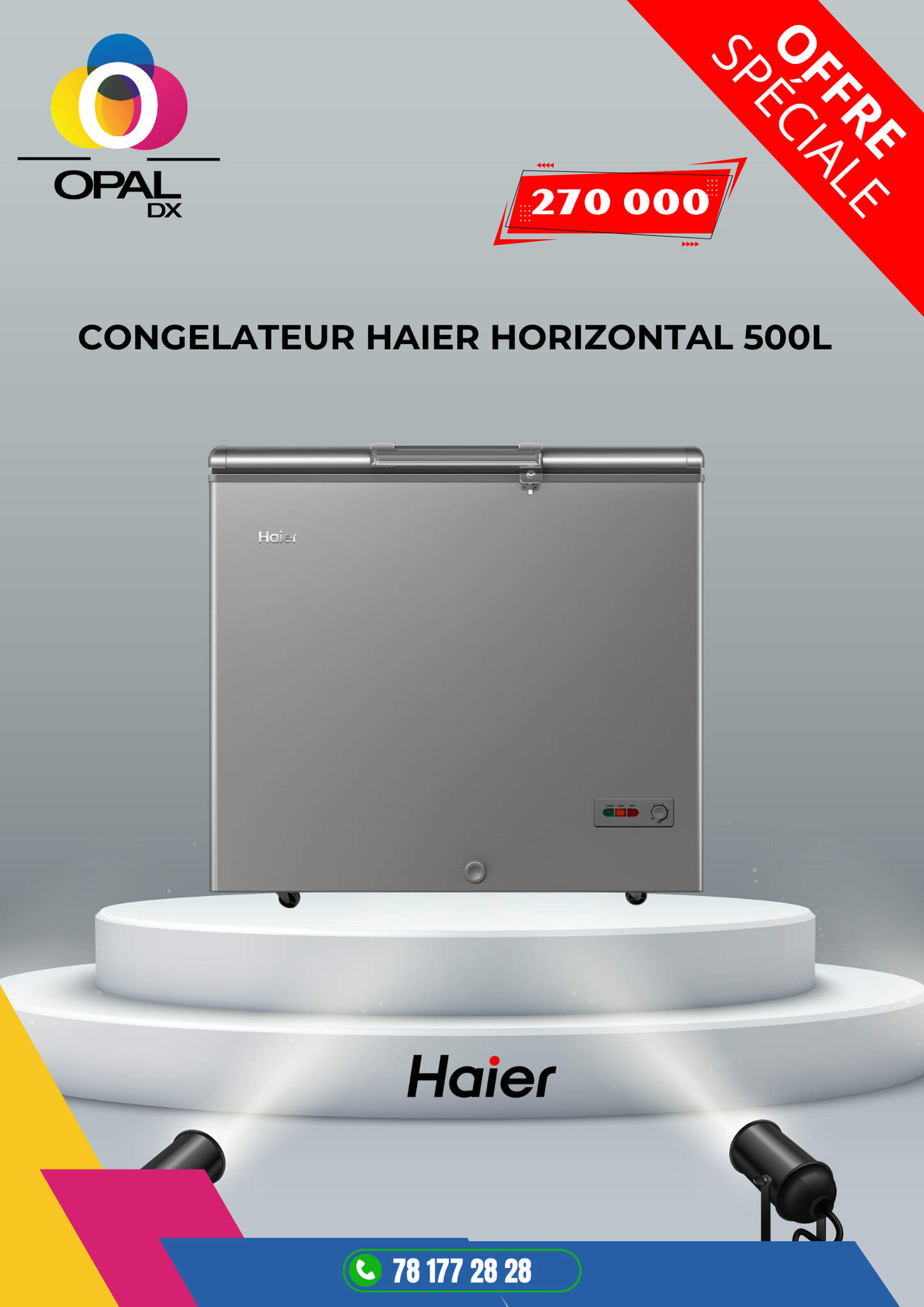 CONGÉLATEUR HAIER HORIZONTAL 500L INVERTER GRIS