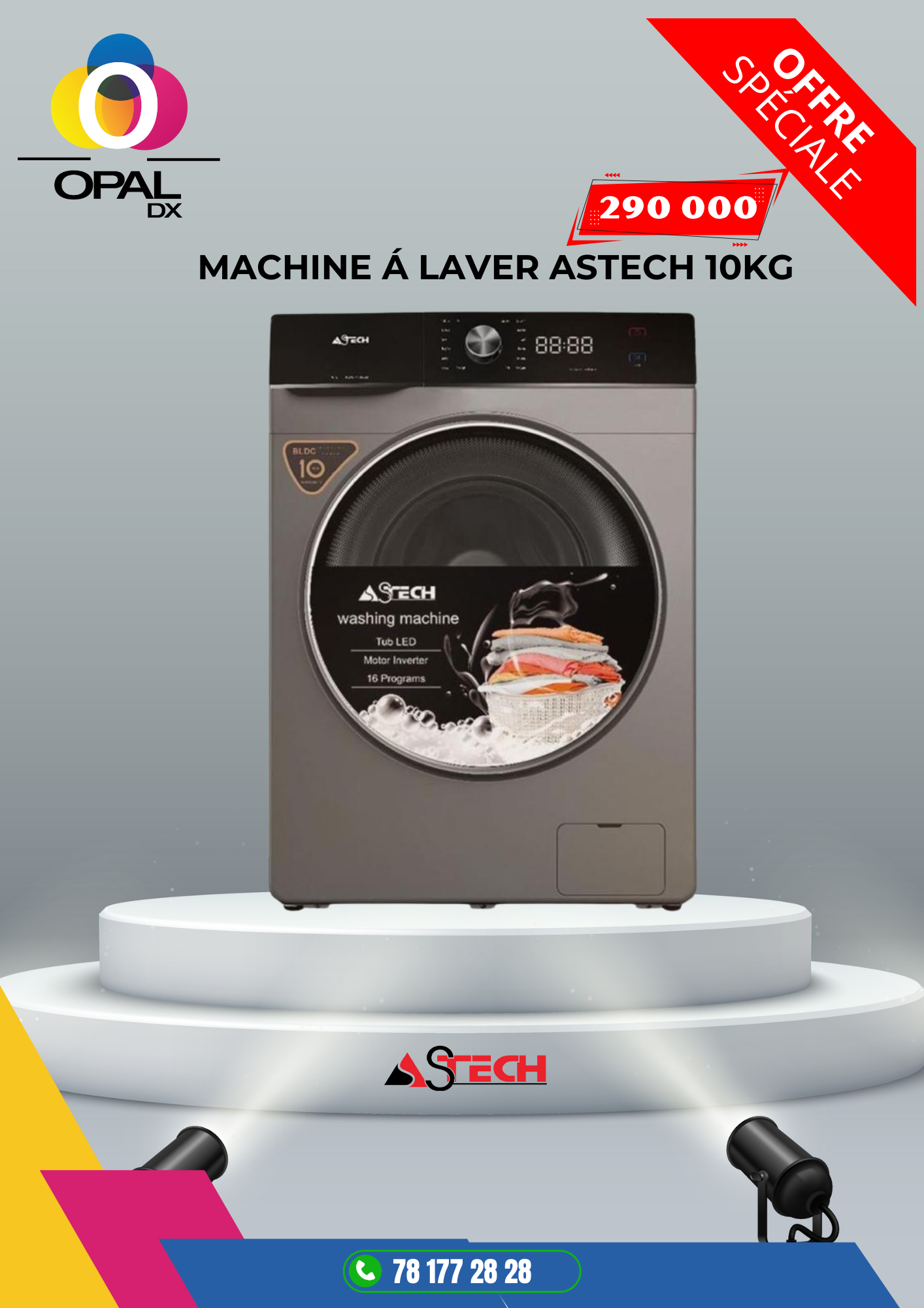 MACHINE À LAVER ASTECH 10KG INVERTER GRIS