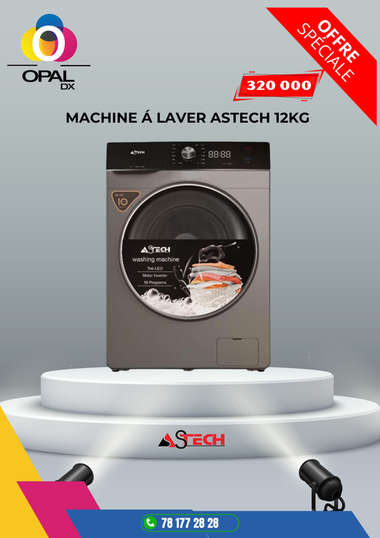 MACHINE À LAVER ASTECH 12KG INVERTER GRIS