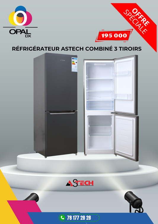 RÉFRIGÉRATEUR ASTECH COMBINÉ 3 TIROIRS 230LITRES