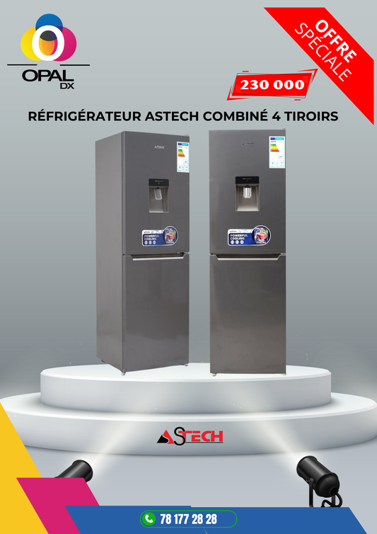 RÉFRIGÉRATEUR ASTECH COMBINÉ 4 TIROIRS 290LITRES