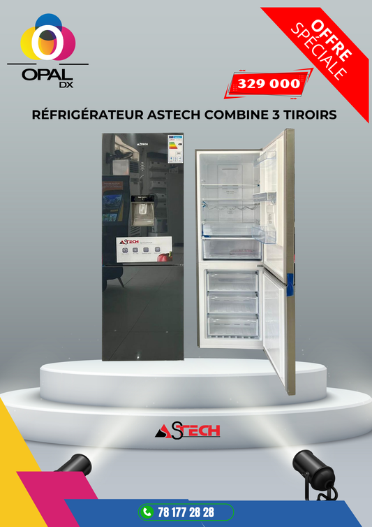 RÉFRIGÉRATEUR ASTECH COMBINÉ 3 TIROIRS 322LITRES