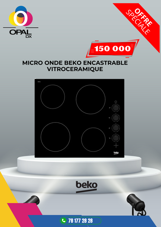 PLAQUE BEKO ENCASTRABLE VITROCÉRAMIQUE 60/60