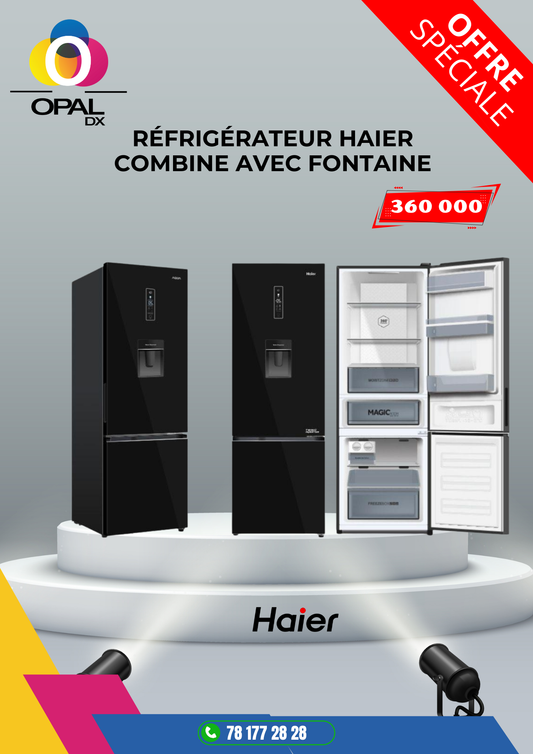 Réfrigérateur HAIER combiné avec Fontaine à eau 320LITRES